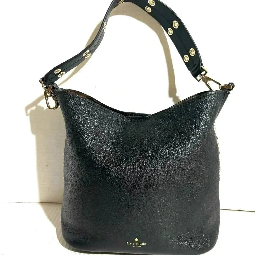 Kate spade black leather shoulder handbag